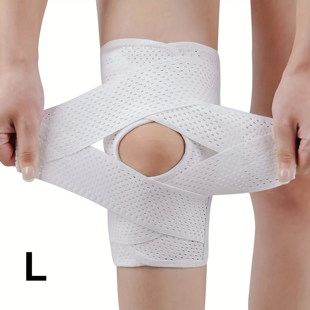 Unisex Compression Sports Knee Brace V-Cross Strap & Breathable Mesh with Side Stabilizers for Knee Pain Relief, Running Support